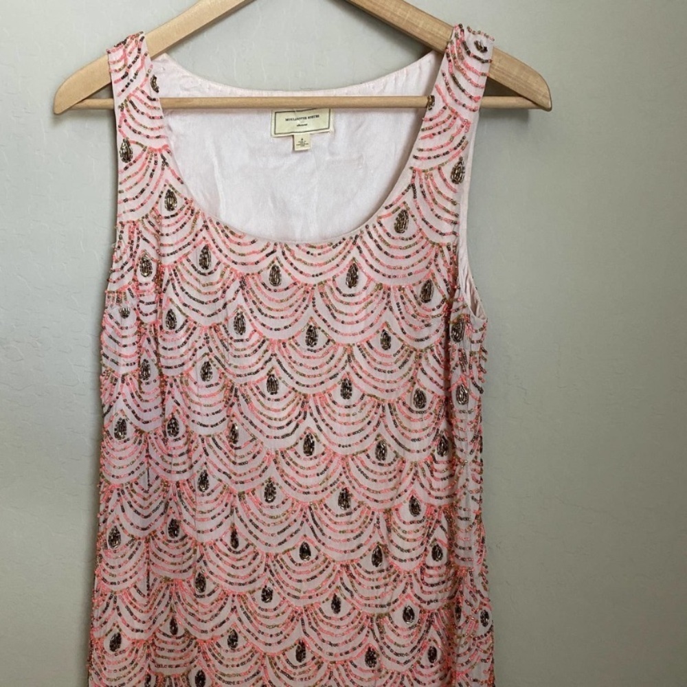 Anthro Moulinette Soeurs Pink Beaded Dress Size 2 - Picture 4 of 13